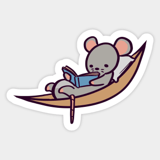 Cute Cartoon Rat's Lazy Day In a Hammock Sticker